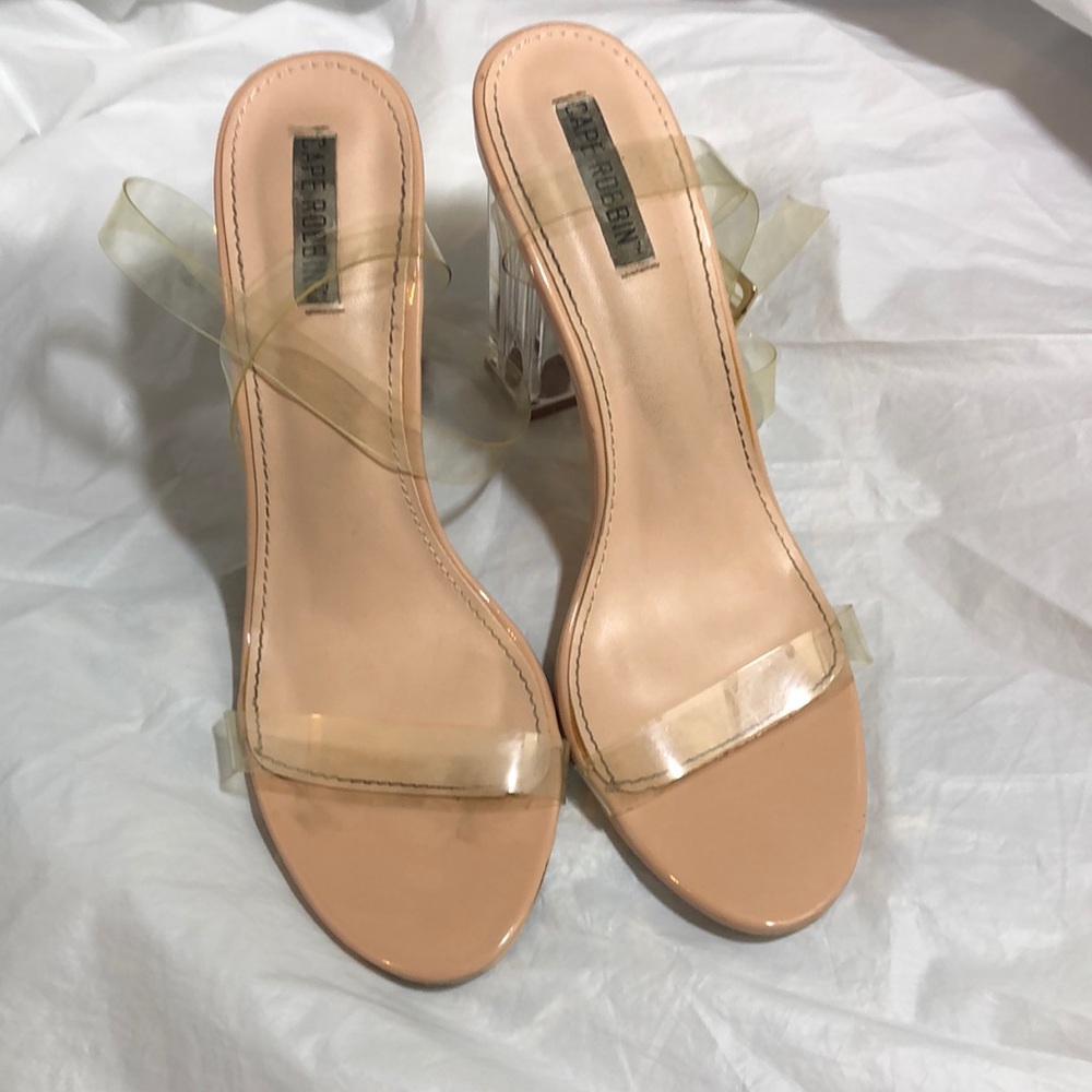 Clear Strap Block Heels